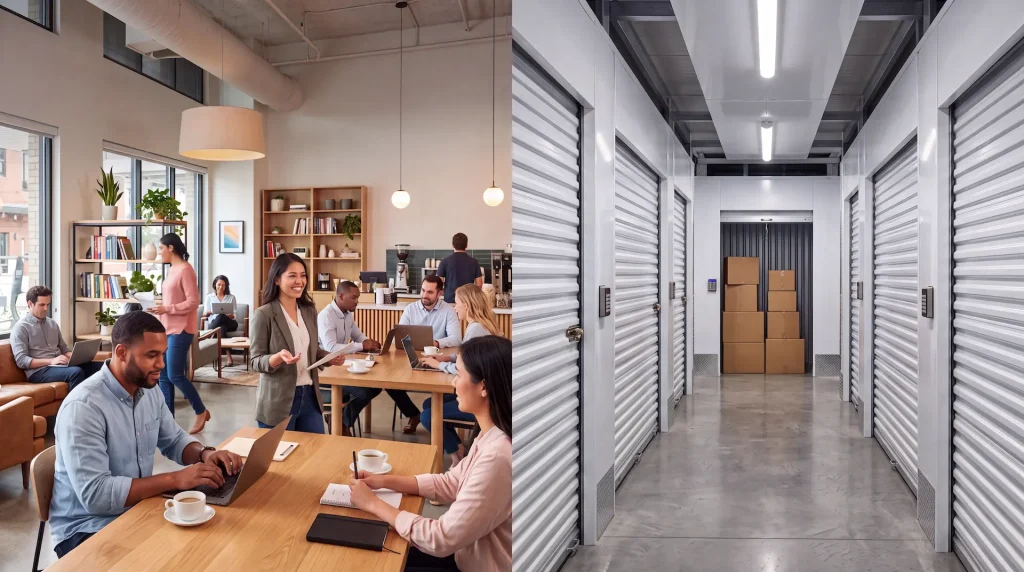 Commercial building and business storage units representing different space solutions for growing businesses.